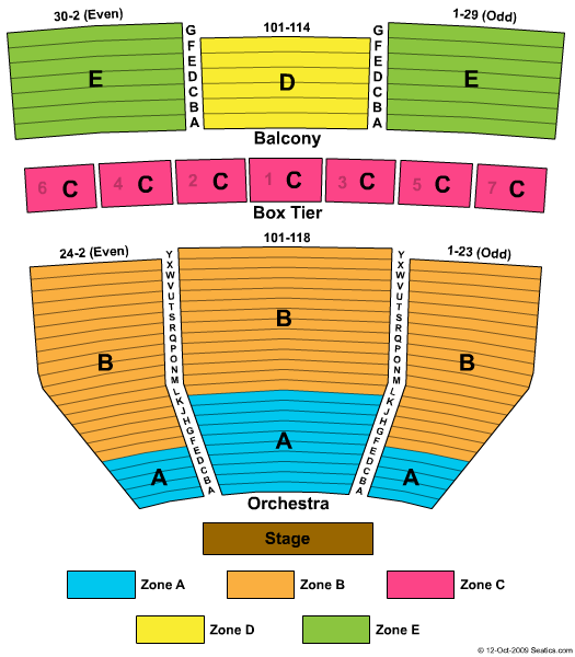 Seating Layout and Venue Map for Kennedy Center Eisenhower Theater